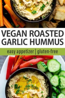 roasted garlic hummus collage