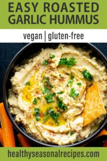roasted garlic hummus overhead dip