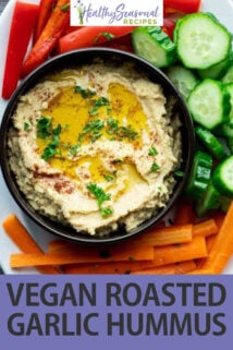 roasted garlic hummus with veggies