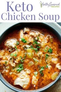 close up of bowl of soup with text overlay
