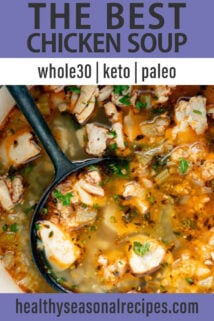 overhead pot of keto chicken soup