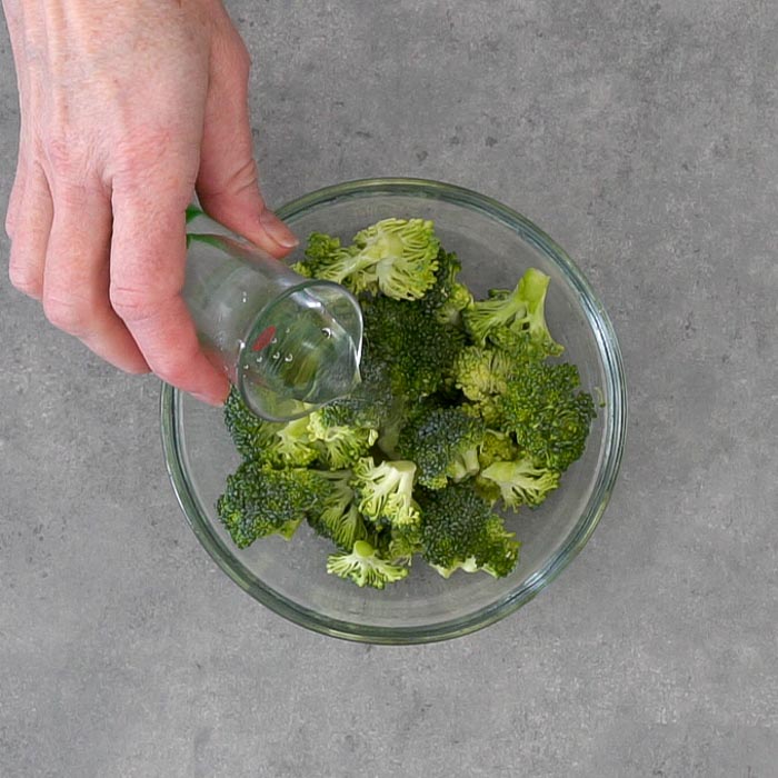 Microwave broccoli in a bowl with 2 T water.