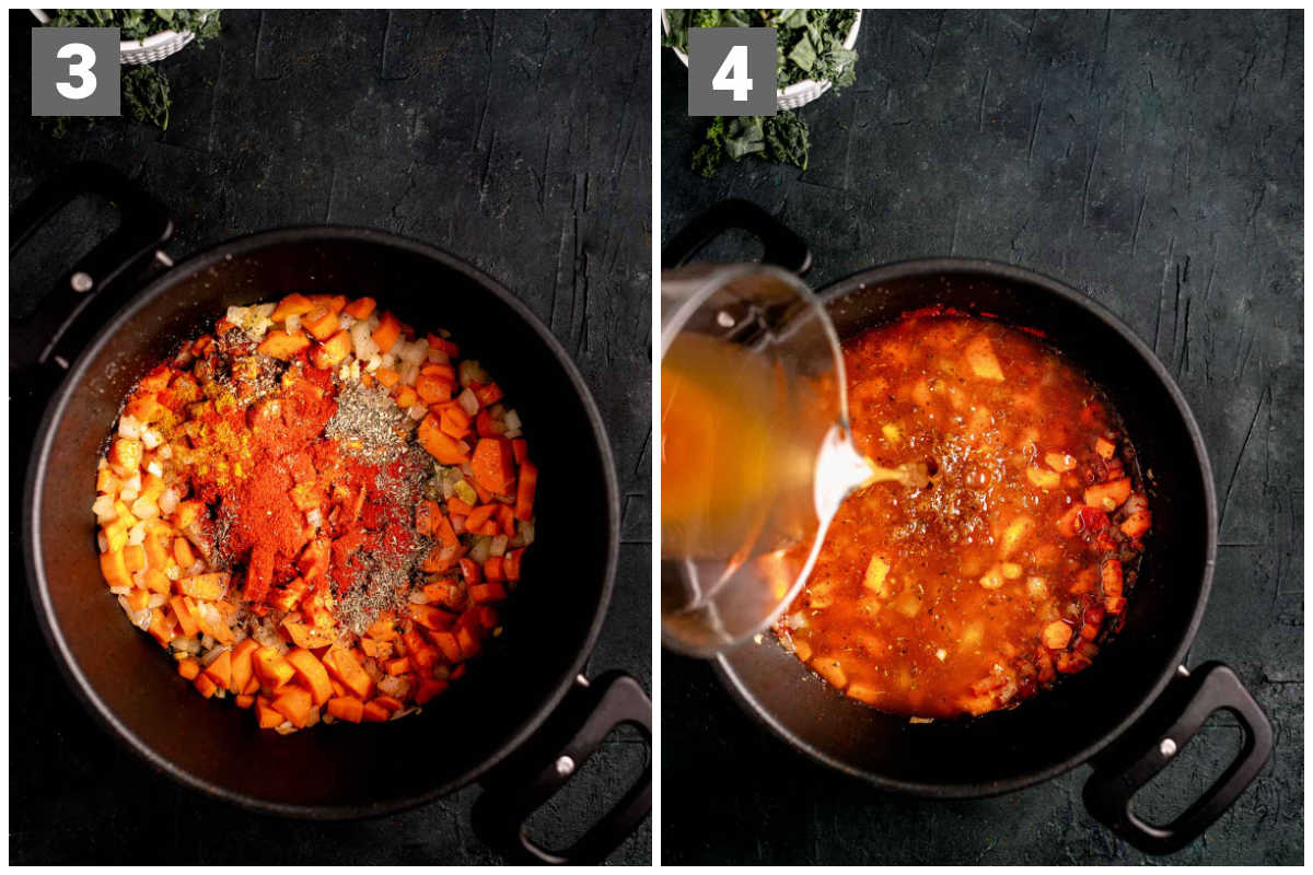 Steps 3 and 4 for chicken vegetable soup