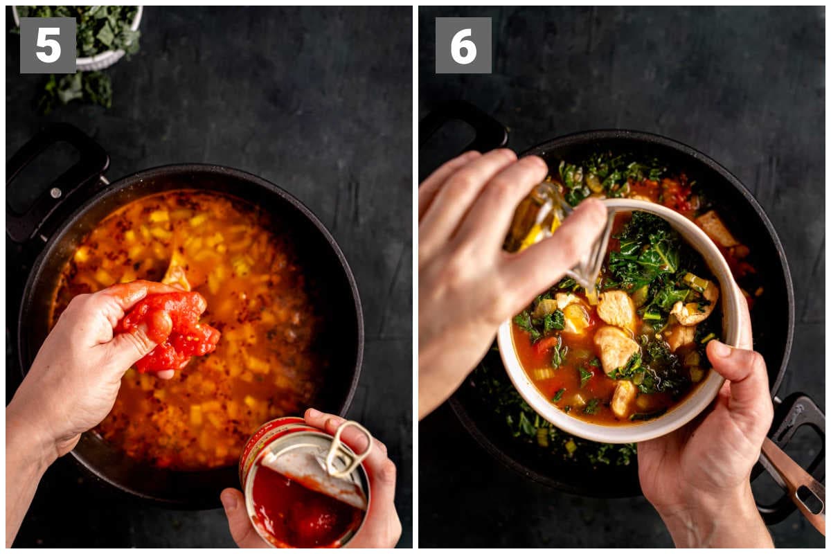 Steps 5 and 6 for chicken vegetable soup