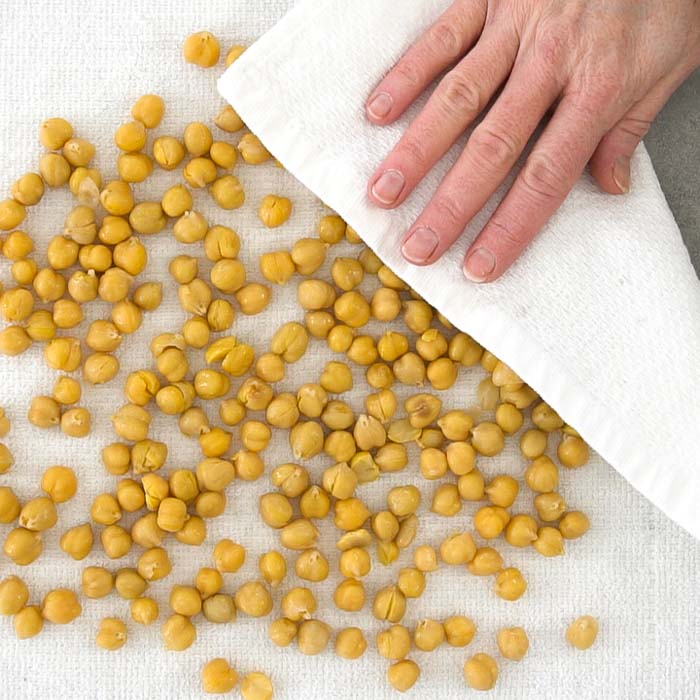 Pat the chickpeas dry