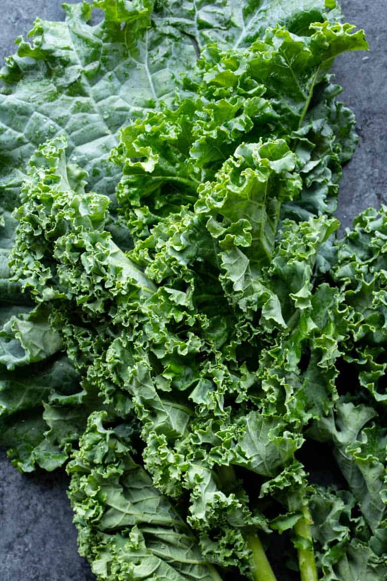 close up of curly kale