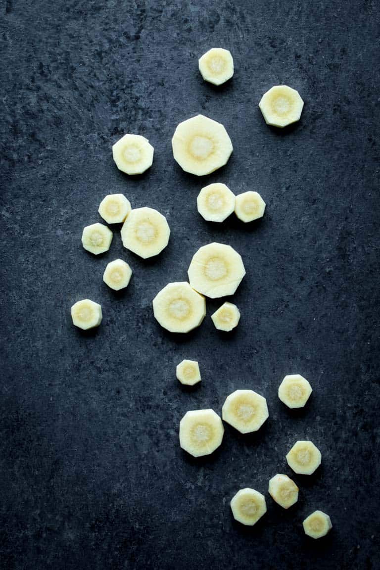 sliced parsnips