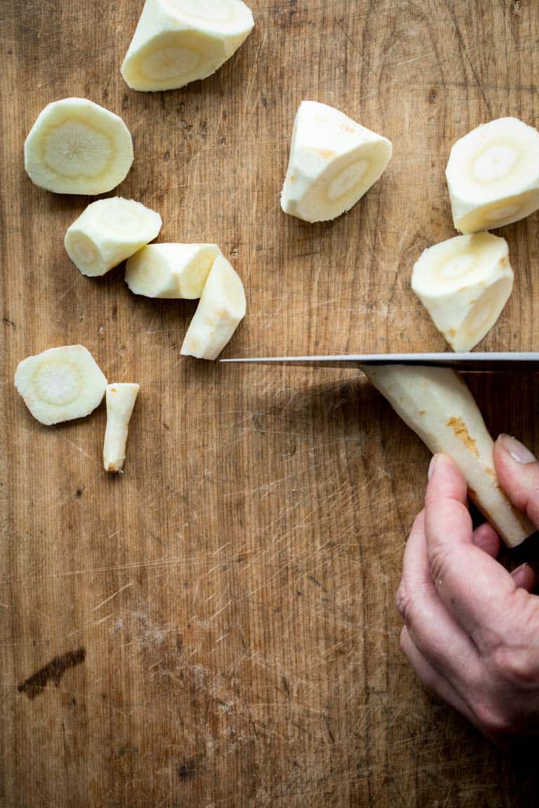 chopping parsnips