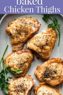 A close up of food, with Chicken thighs