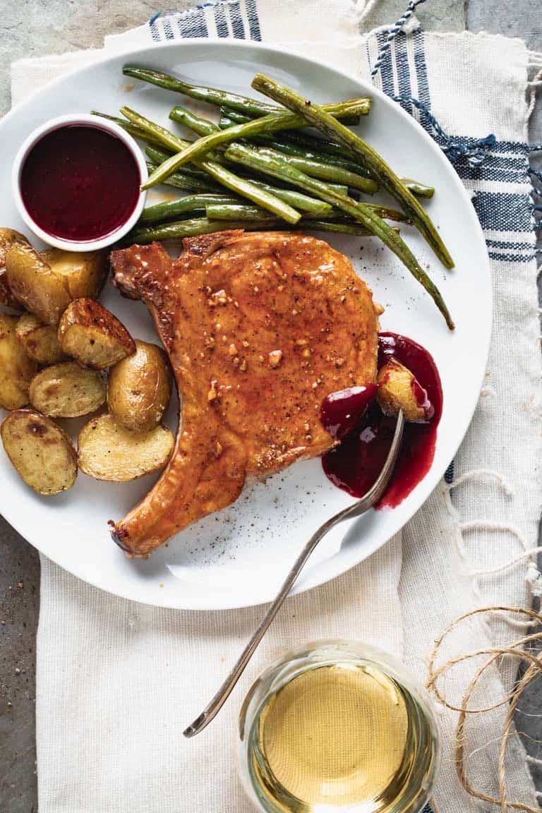 Sheet Pan Pork Chops on a plate