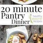 collage of poached eggs, beets and beans