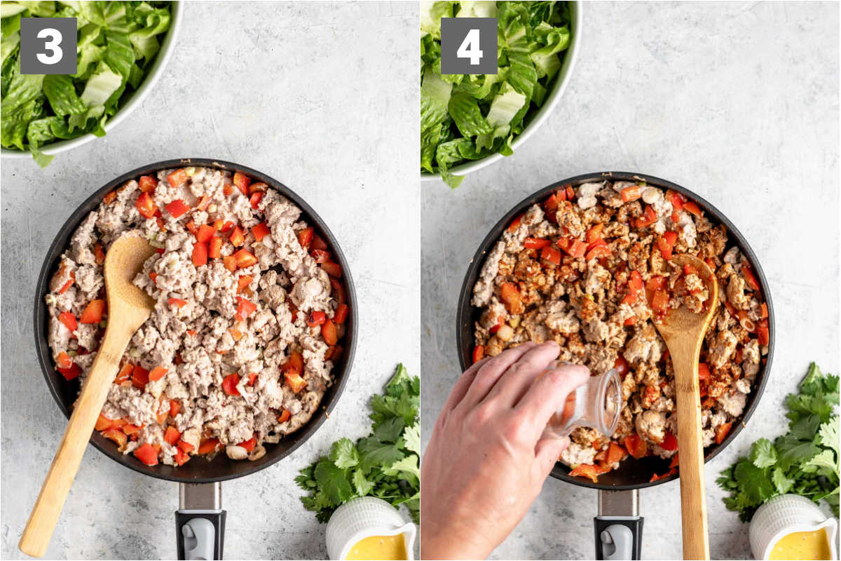 making the taco meat