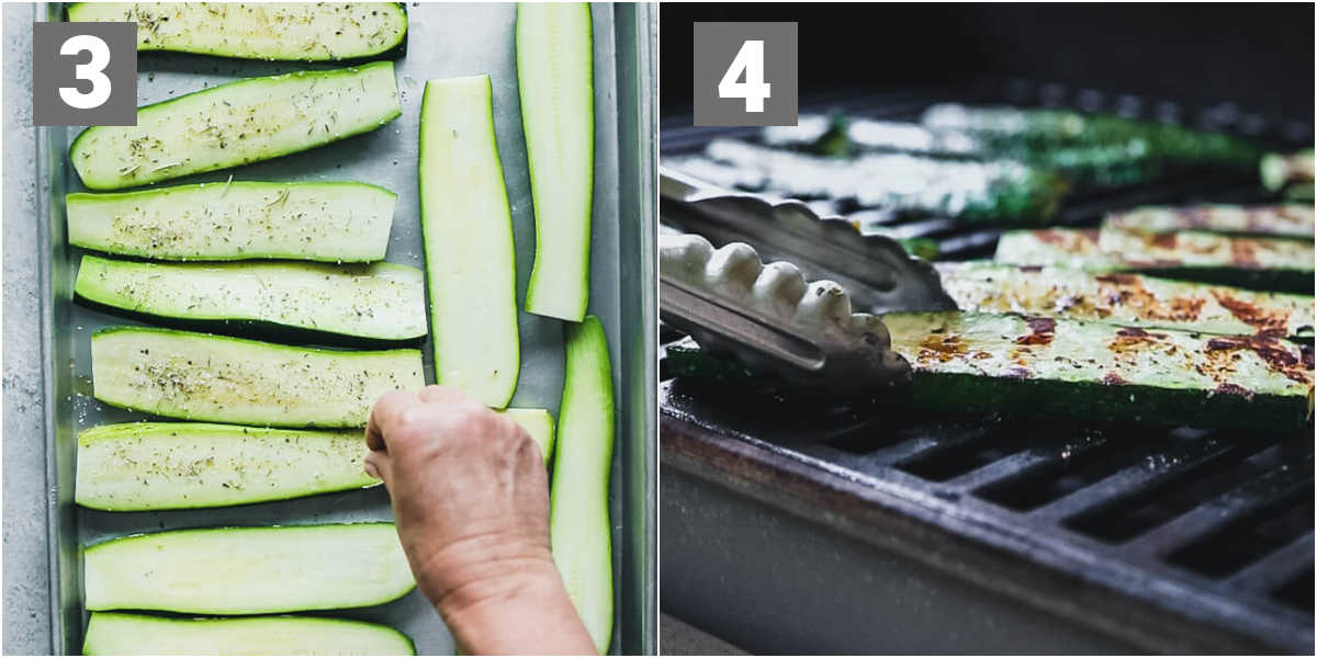 season the sliced zucchini and then grill it