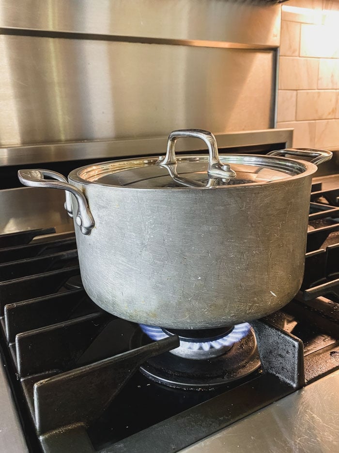 covered saucepan over medium-high flame.