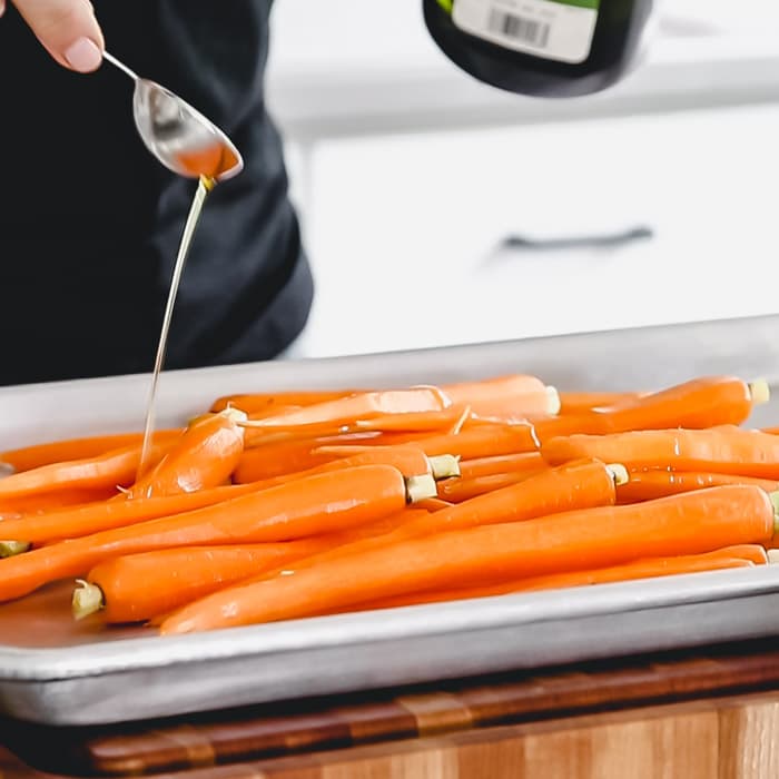 Drizzle oil over the carrots