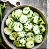 overhead of cucumber salad