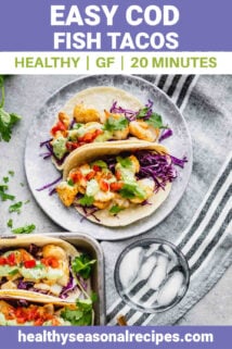 overhead of cod fish tacos