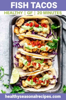 overhead of cod fish tacos
