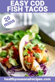 close-up of cod fish tacos
