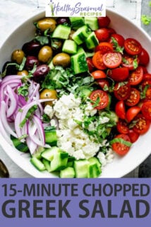 overhead bowl chopped greek salad