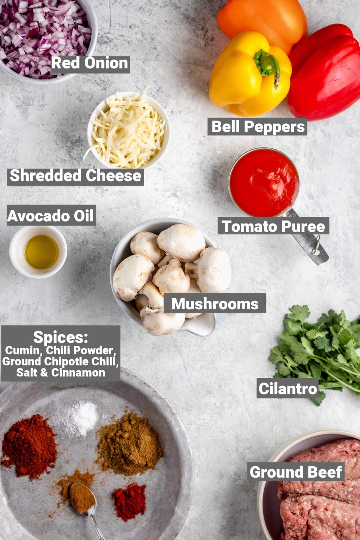 ingredients for this recipe with labels