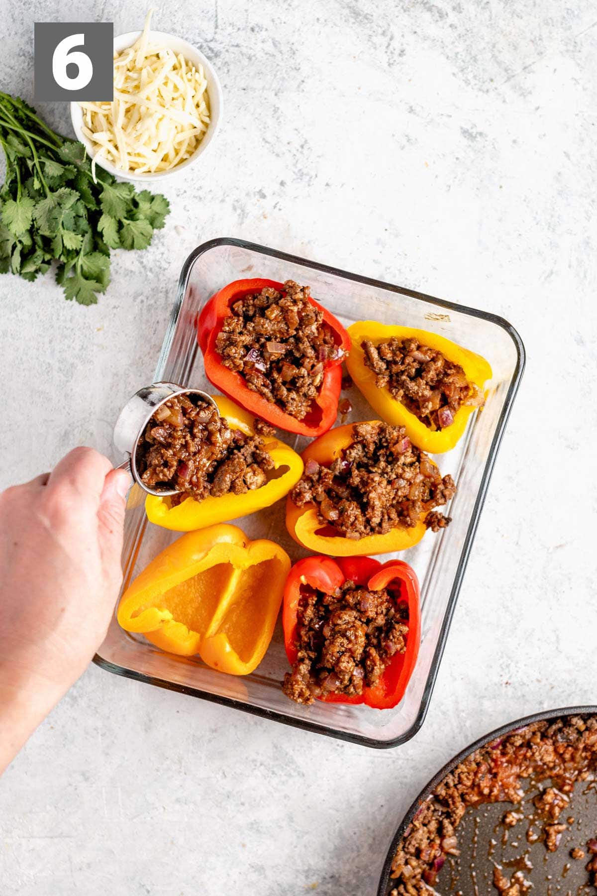 fill the peppers with the beef mixture