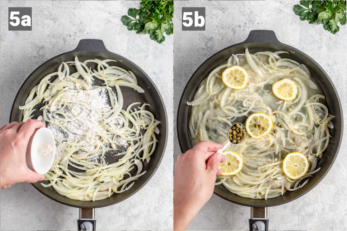 dust the flour over the onions and then make the sauce
