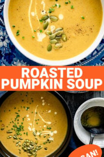 collage of pumpkin soup photos with text overlay