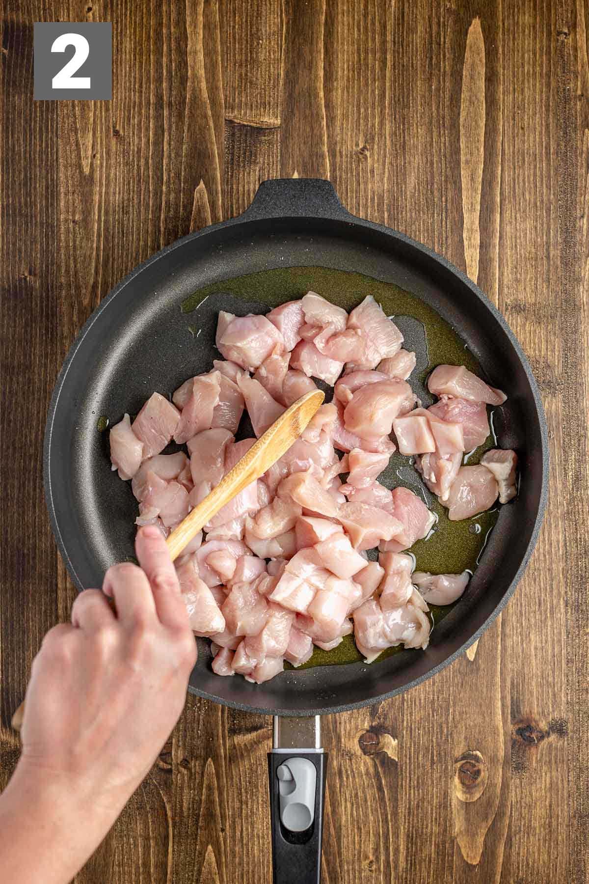 brown the chicken in the skillet