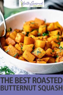 close up bowl roasted butternut squash