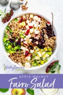 overhead of farro salad