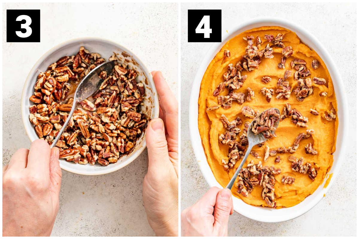 the nut topping and assembling the casserole
