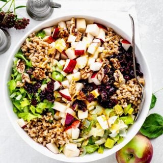 Farro Salad from overhead close up
