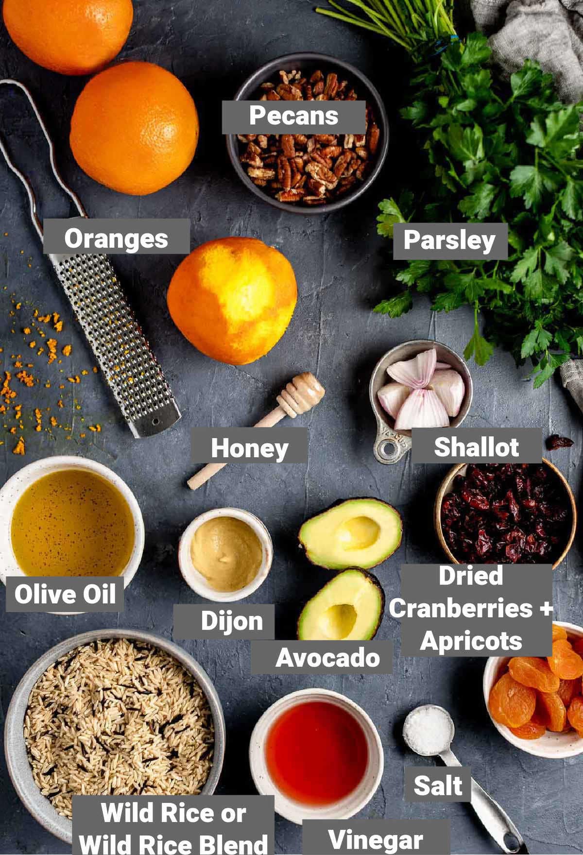 ingredients for wild rice salad
