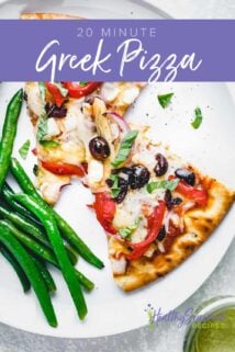 Greek pizza on a plate
