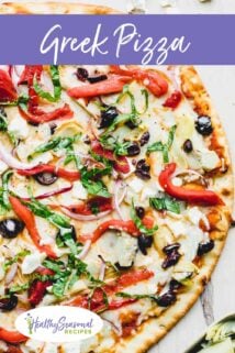 greek pizza closeup