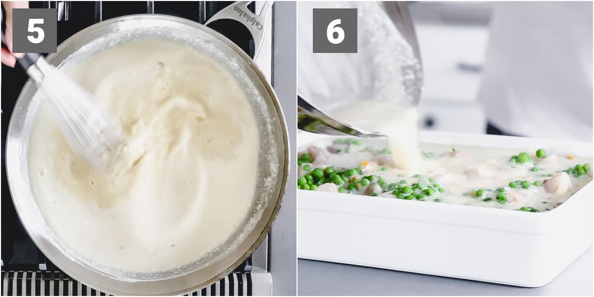 make the sauce and then pour over the casserole