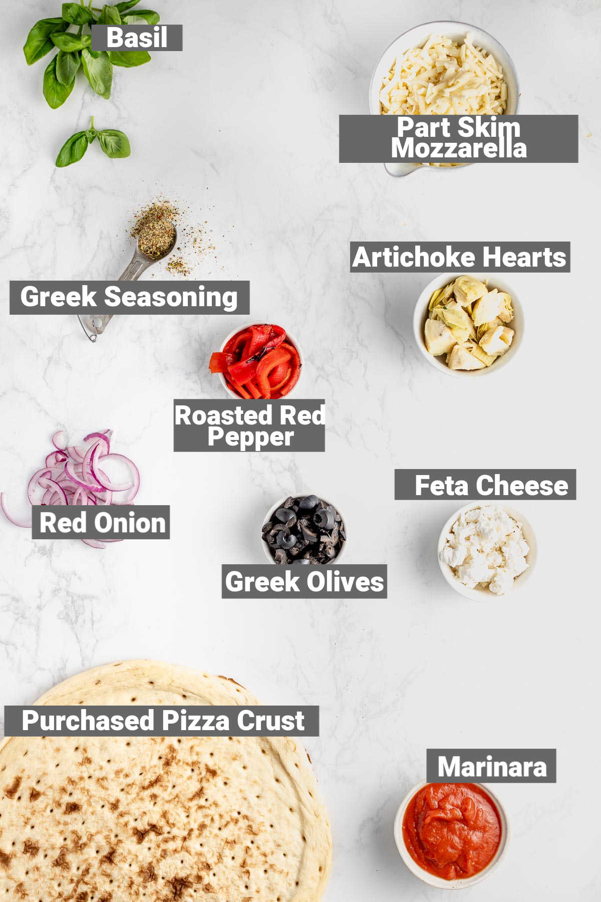 ingredients with labels for this recipe