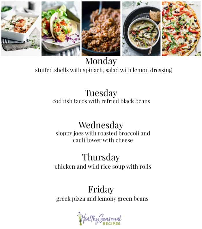 meal prep menu