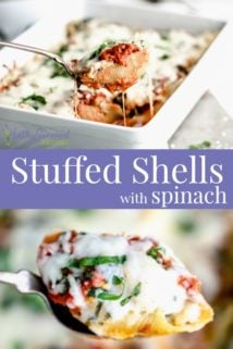 stuffed shells collage with text overlay