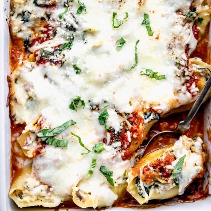 a close up of stuffed shells