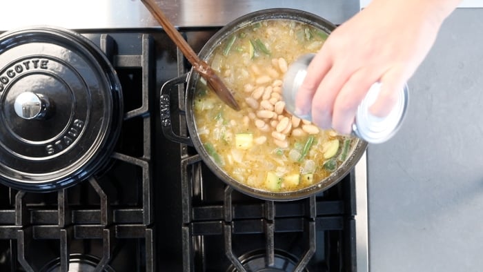 Adding beans to soup