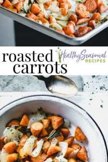 A collage of roasted carrots photos