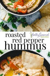 collage of Roasted Red Pepper Hummus