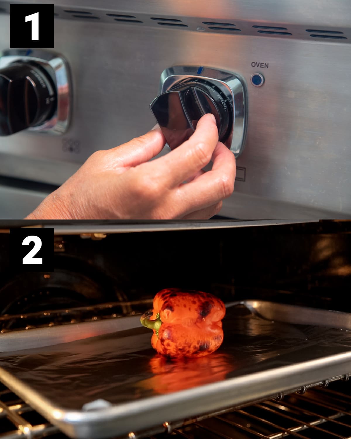 preheat oven and roast red pepper