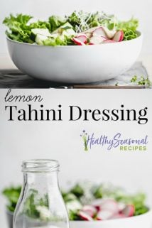 collage of Tahini dressing