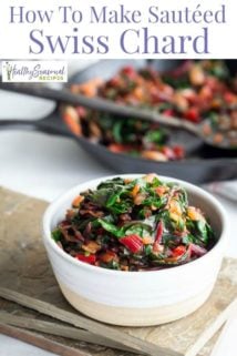 Swiss chard in a white bowl