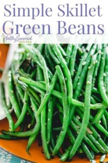 a close up of green beans from the side with text overlay