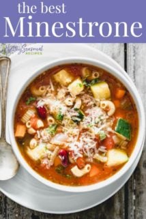 Overhead of minestrone with text