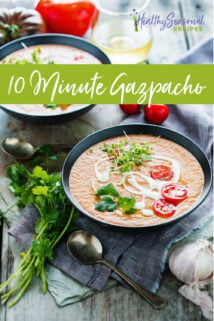 gazpacho bowls with text overlay